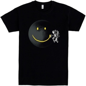 Camiseta Pampling de Manga Corta, 100% Algodón, Ropa Unisex para Hombres y Mujeres en 5 Tallas, Color Negro, Modelo Make a Smile