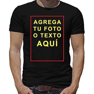 Camiseta Personalizada Friki de Algodón 100% con tu Foto o Diseño en Color Negro y Frase e Imagen para Hombres o Unisex