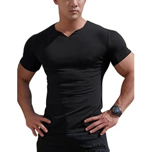 Camisetas atléticas de malla de hombres con cuello en V para entrenamiento de levantamiento de pesas en el gimnasio