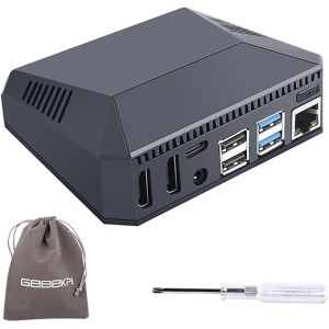Carcasa GeeekPi para Raspberry Pi 4 - Aluminio, con ventilador, disipador de calor, botón de encendido, compatible con juegos retro, películas y música