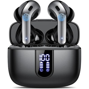 Cascos Inalámbricos Bluetooth con Reducción de Ruido ENC, Bluetooth 5.3, 4 Micrófonos, 50 horas de reproducción con graves potentes, Auriculares Bluetooth IPX7 Impermeables,...