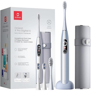 Cepillo de dientes eléctrico Oclean X Pro con tecnología digital, 3 modos y 4 cabezales, estuche de viaje incluido. Pantalla a color, batería de larga duración, temporizador y
