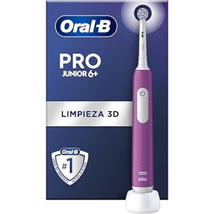 Cepillo de Dientes Eléctrico Oral-B Pro Junior, Incluye 1 Mango Morado y 1 Cabezal, Diseñado por Braun, Ideal para Niños Mayores de 6 Años