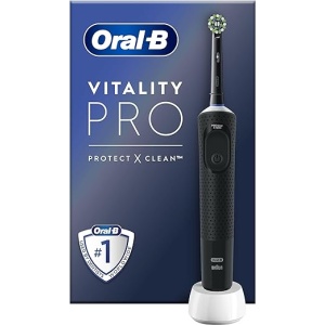 Cepillo de Dientes Eléctrico Oral-B Vitality Pro con Mango Recargable y 1 Cabezal, Diseño de Braun, Regalo Original - Color Negro