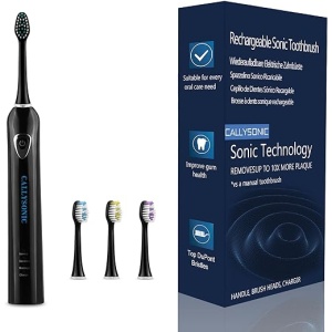 Cepillos de Dientes Eléctricos Sónicos para Adultos CallySonic, Incluye 4 Cabezales, Carga Rápida para 60 Días de Uso, 3 Modos con Función de Blanqueamiento y Temporizador de 2...