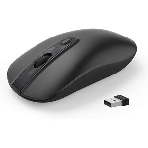 Cimetech Ratón Inalámbrico Silencioso Ultra Delgado, Ratón de Viaje 2.4G con Receptor Nano, para Computadora Portátil, PC, Macbook (Negro)