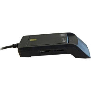 Combo Woxter Lector DNI - Lector de DNI electrónico, Compatible con Tarjetas Smart Cards o Tarjetas Inteligentes, con 3 Ranuras para Tarjetas, Color Negro