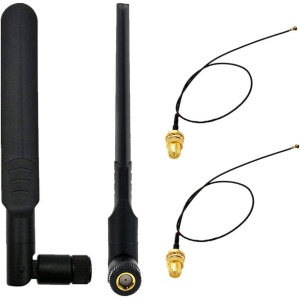 Conjunto de 2 Antenas WiFi Inalámbricas WayinTop de 8dBi 2.4GHz 5GHz con Conector RP-SMA Femenino + Cable Pigtail de 20cm IPEX a RP-SMA Masculino para Módulos NGFF/M.2 de...