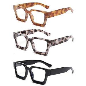 Conjunto de 3 Gafas de Lectura Cuadradas con Protección Contra Luz Azul, Ideales para Mujeres y Hombres