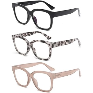 Conjunto de 3 Gafas de Lectura Cuadradas de Gran Tamaño con Protección a Luz Azul, Ideales para Mujeres y Hombres