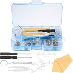 Conjunto de Herramientas de Reparación para Anteojos de 500 Piezas, Incluye Tornillos Pequeños, Almohadillas de Silicona para la Nariz, Pinzas, Destornillador Pequeño y Paño