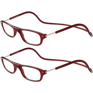 Conjunto TBOC: Gafas Graduadas de Lectura para Presbicia y Vista Cansada - Pack de 2 Unidades, Dioptría +2.50, Montura Burdeos Unisex, Imanes, Plegables, Lentes de Aumento para...