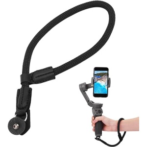 Correa de muñeca Bindpo con cordón de nailon antipérdida y adaptador de tornillo 1/4 para estabilizador de cámara DJI Osmo Mobile 2 3 4 (Negro)