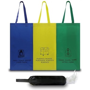 Cubo de Basura para Reciclaje con Compartimentos y Bolsa de Almacenamiento. Ahorra Espacio y Organiza tus Residuos
