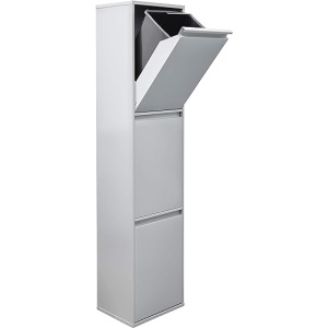 Cubo de Basura y Reciclaje Arregui de 3 Compartimentos en Color Gris Claro