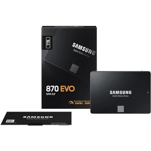 Disco duro Samsung SSD 870 EVO de 1 TB, Factor de forma 2.5”, Tecnología Intelligent Turbo Write, Software Magician 6, Color negro (SSD interno)