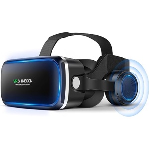 FIYAPOO Gafas de Realidad Virtual con Auriculares, 3D Experiencia Inmersiva para Películas y Juegos en Teléfonos Inteligentes de 4.7 a 6.6 Pulgadas, Compatibles con