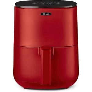 Freidora de Aire BELLA con Pantalla Táctil de 3 L, Sin Precalentamiento, Sin Aceite, Sartén Antiadherente y Bandeja para Alimentos Crujientes Lavables en Lavavajillas, Color Rojo