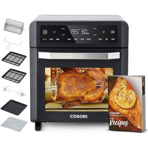 Freidora de Aire COSORI de 12L con 11 Funciones, Doble Resistencia 30-220°C, Incluye 7 Accesorios y 50+ Recetas, Ventana, Freidora sin Aceite y Horno de Sobremesa con Pantalla