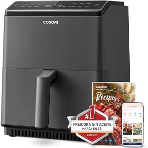 Freidora de Aire COSORI Wifi 6,4 L con Doble Resistencia, 60+ Recetas en Español de Chef en App, Freidora sin Aceite 12 Programas, Gris Oscuro, Dual Blaze