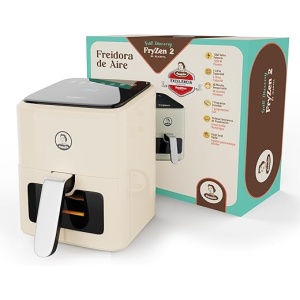 Freidora de aire Juanita® de 4L, 1350W, estilo vintage con 7 programas Fryzen2, sin aceite y con ventana. Incluye panel LED táctil y cesta de aire caliente