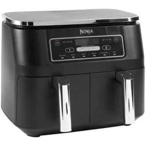 Freidora de aire Ninja Foodi de 7,6 litros con doble compartimento, 6 en 1, sin aceite, tecnología Max Crisp, funciones de Asar, Hornear y más, ideal para 4-6 porciones, cestas...
