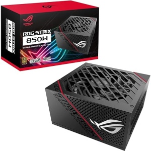 Fuente de alimentación ASUS 850 W Gold ROG Strix (disipadores ROG, Axial-Tech, Doble rodamientos de bolas, tecnología 0 dB, certificación 80 Plus Gold, completamente modular),...