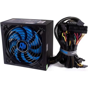 Fuente de alimentación CoolBox DeepPower BR-800 de 800 W y voltaje universal 100-240 V, color negro. Incluye Active PFC