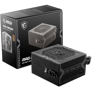 Fuente de alimentación MSI MAG A650BN para gaming: 80 PLUS BRONZE, 650 vatios, rail único de 12V, tecnología DC-to-DC, con ventilador de 120mm