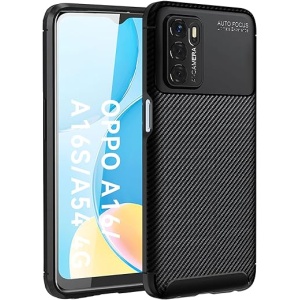 Funda de Fibra de Carbono Suave para OPPO A16 / A16s / A54s (6,52") con Protección Anti-Choque y Anti-Arañazos - Negro