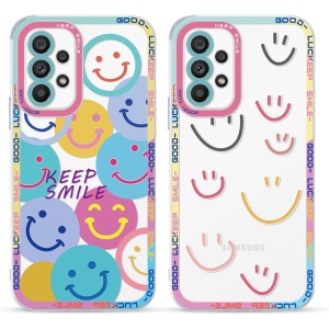 Funda de Teléfono Móvil Yoedge para Samsung Galaxy A53 5G, Transparente de 6,5", 2 Piezas con Diseño Lindo y Divertido de Smiley, Cubierta Estética con Dibujos, Caja de Silicona...