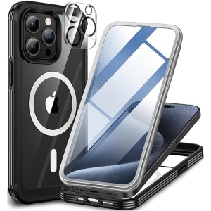 Funda Magnética CENHUFO para iPhone 15 Pro MAX con MagSafe, Incluye Protector de Pantalla de Cristal Templado [9H HD] y Protector para la Cámara, Carcasa Antigolpes de 360 Grados