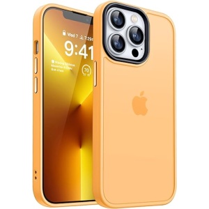 Funda Protectora Mate CANSHN con Protección Militar para iPhone 13 Pro en Naranja Amarillo - Tacto Aterciopelado Antirrayas y Carcasa para iPhone 13 Pro 6,1 Pulgadas