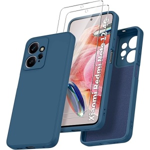 Funda Qasyfanc para Xiaomi Redmi Note 12 4G con Protección de Cámara y 2 Protectores de Cristal Templado, Carcasa de Silicona TPU Suave con Forro de Microfibra Anti-Rasguños