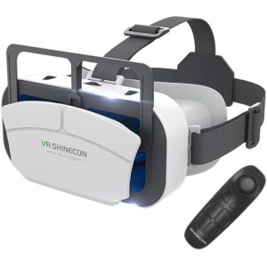 Gafas de realidad virtual AISHE más recientes con control remoto Bluetooth, lentes 3D para disfrutar de juegos y películas de 360 grados en 3D con comodidad y suavidad de gafas