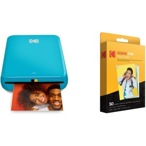 Impresora fotográfica instantánea KODAK Step con Bluetooth/NFC, tecnología Zink y app para iOS/Android, imprime fotos adhesivas 2 x 3", color azul