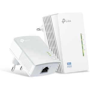 Juego de 2 adaptadores de línea eléctrica TP-Link (WiFi AV 600 Mbps, extensor de red, amplificador y cobertura de internet, 3 puertos, cable Ethernet), color