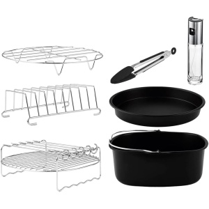 Juego de Accesorios Cecotec para Freidora de Aire de 5 a 6,5 L Cecofry Pack. Incluye 8 Accesorios, Revestimiento Antiadherente, Apto para Lavavajillas y Libre de BPA