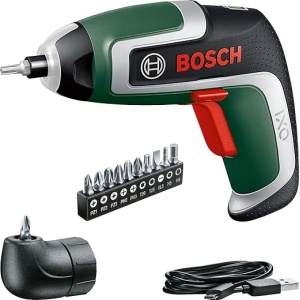 Juego de Atornillador a Batería Compacto Bosch Home and Garden IXO (7ª generación, 3,6 V, 2,0 Ah, 5,5 Nm, incluye adaptador de atornillado en ángulo y cable micro USB, tornilla...