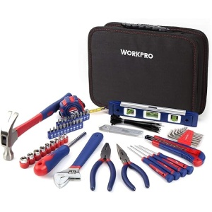 Juego de Herramientas Básicas WORKPRO de 100 piezas, incluye Bolsa, Set Profesional para Bricolaje y Arreglos Diarios