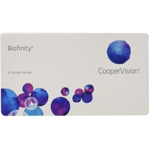 Lentes de contacto esféricas mensuales Biofinity, con Curva Base 8.6, Diámetro 14 y -2.5 Dioptrías, Pack de 6 unidades