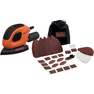 Lijadora de detalle BLACK+DECKER BEW230BCA Mouse de 55W, 11.000 RPM, órbita de 1.5 mm, con 10 accesorios y bolsa de transporte incluida