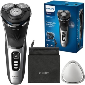 Maquina de Afeitar Philips Serie 3000 para Hombres con Tecnología SkinProtect, Barbero Desplegable, Uso en Seco y Húmedo, Inalámbrica y Recargable, con Funda incluida