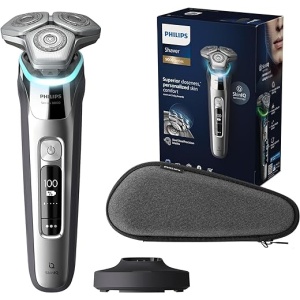 Maquina de Afeitar Philips Serie 9000 para Hombres, Afeitadora Eléctrica con Barbero Desplegable, Tecnología Lift&Cut y SkinIQ, Inalámbrica y Recargable, Incluye Base de Carga y...