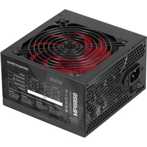 Mars Gaming MPIII850, Fuente de Alimentación para PC ATX de 850W, Garantía de 5 Años, Tecnología Silenciosa AI-RPM, Eficiencia del 85%, Color Negro