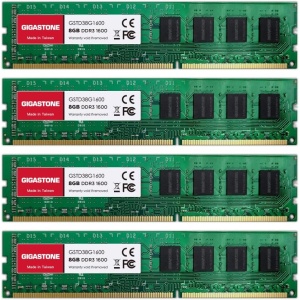 Memoria RAM de Escritorio Gigastone DDR3 de 32GB (4x8GB) 1600MHz PC3-12800 CL11 1.5V UDIMM 240 Pin sin búfer sin ECC para PC de Escritorio