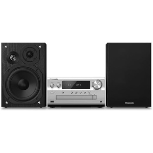 Minicadena estéreo Premium Panasonic SC-PMX80 con Airplay, Bluetooth, Dab+, CD, FM, 120 vatios RMS, en Color Plateado