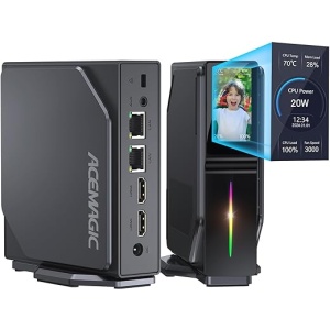Minicomputadora ACEMAGIC S1 con pantalla LCD para armar, 16GB DDR4 1024GB (1TB) M.2 NVMe SSD, Mini ordenador Windows 11 Pro, Intel Alder Lake-ɴ95, Mini PC de escritorio (hasta...