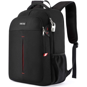 Mochila para computadora portátil con bloqueo antirrobo e impermeable de 17.3 pulgadas, con puerto USB para cargar, ideal para viajes o trabajo - Color Negro