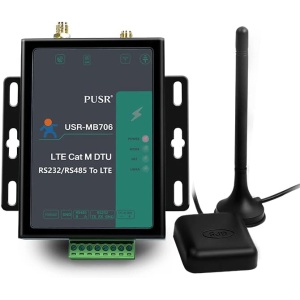 Módem Celular Industrial PUSR RS232/RS485 en Serie con Frecuencia Global LTE Cat M, GNSS y Ranura para Tarjeta SIM USR-MB706